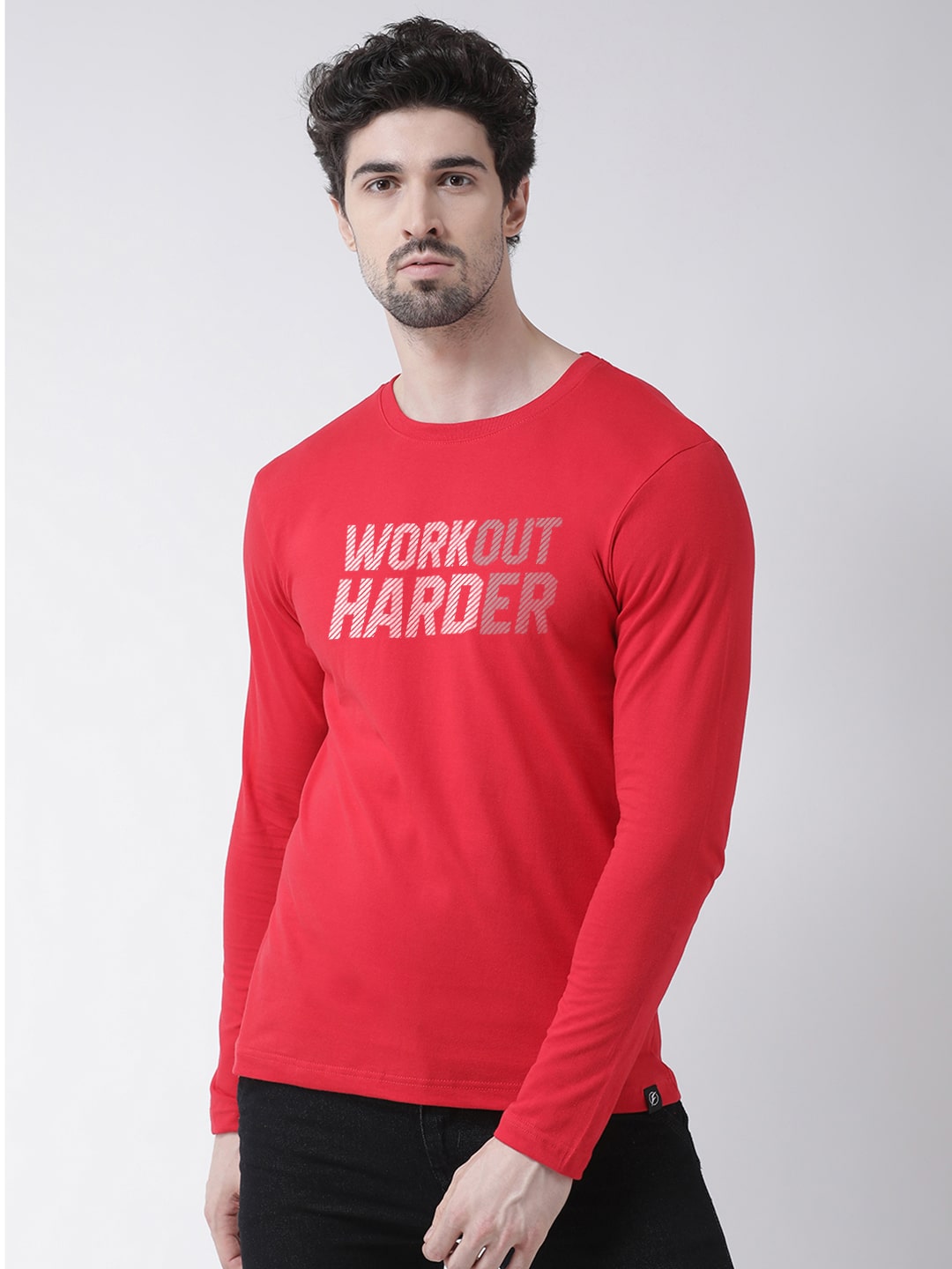 Men Workout Harder Printed Full Sleeve T-Shirt - Friskers