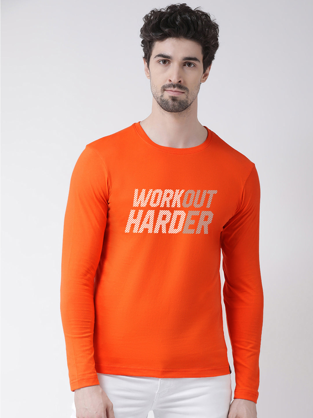Men Workout Harder Printed Full Sleeve T-Shirt - Friskers