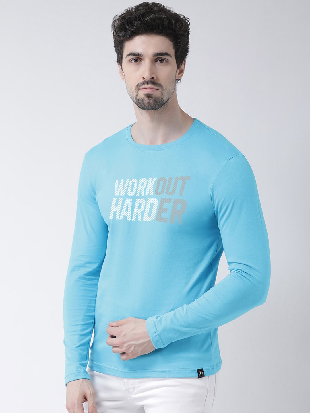 Men Workout Harder Printed Full Sleeve T-Shirt - Friskers