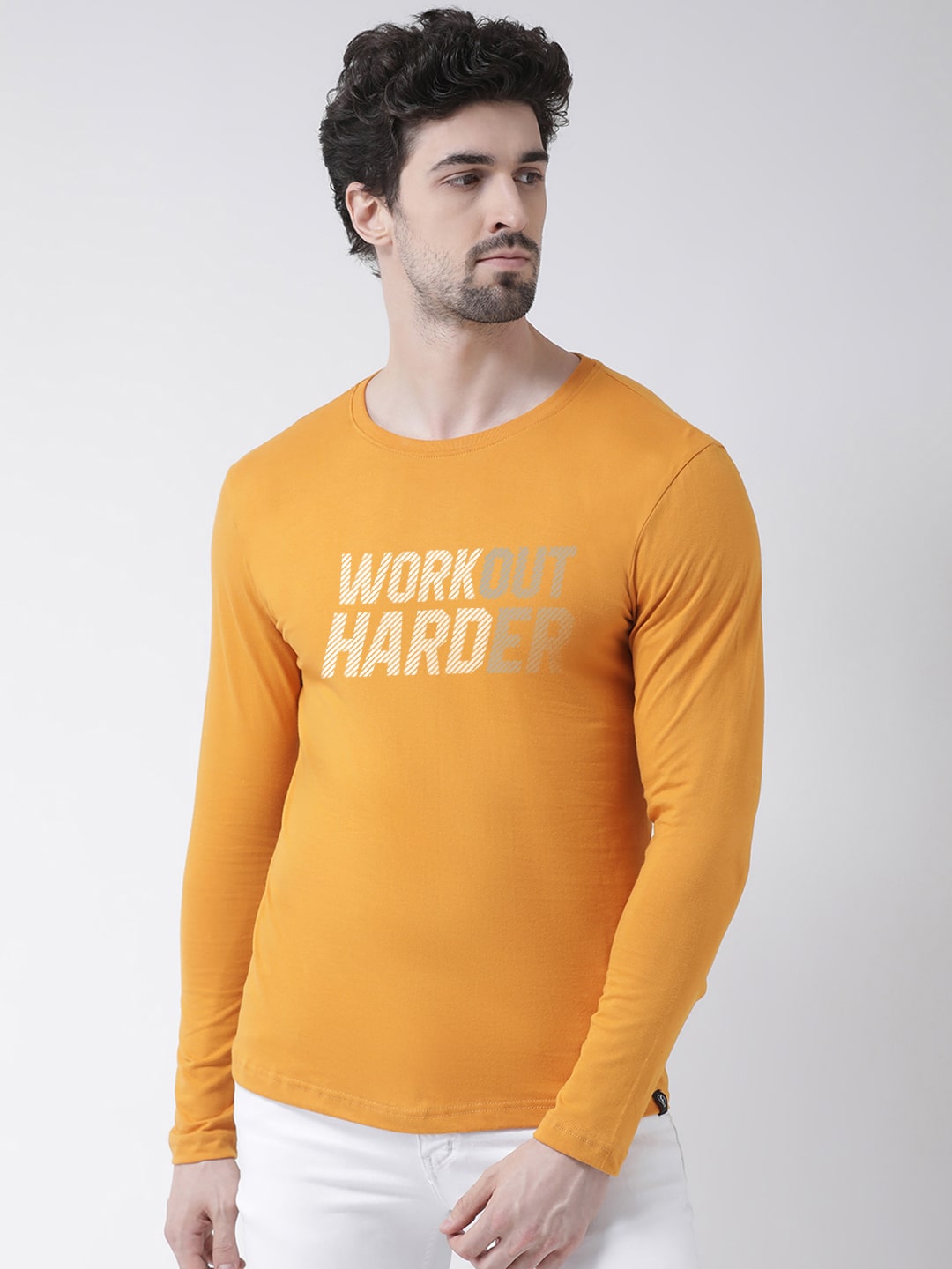 Men Workout Harder Printed Full Sleeve T-Shirt - Friskers