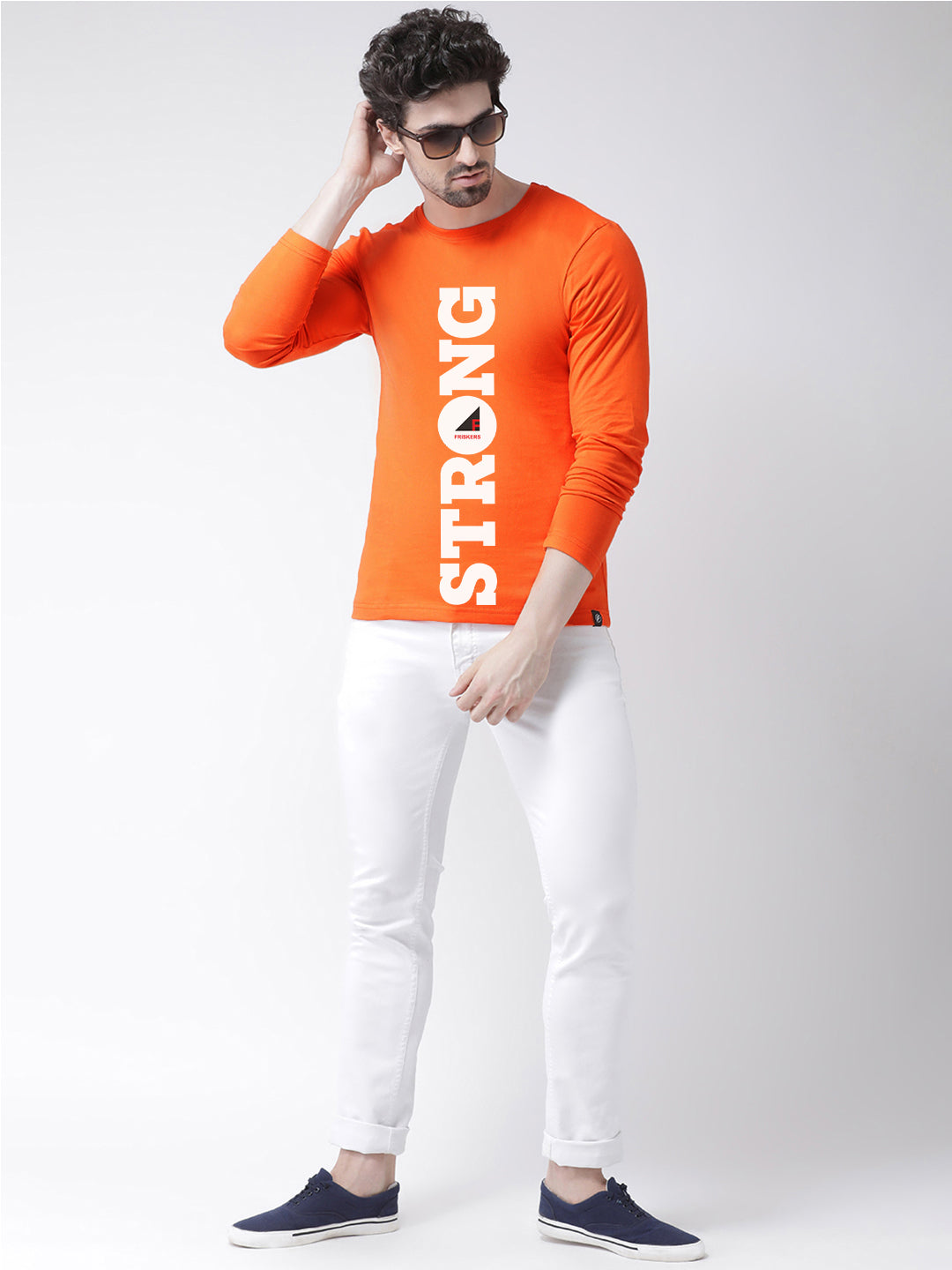 Men Strong Vertical Printed Full Sleeve T-Shirt - Friskers