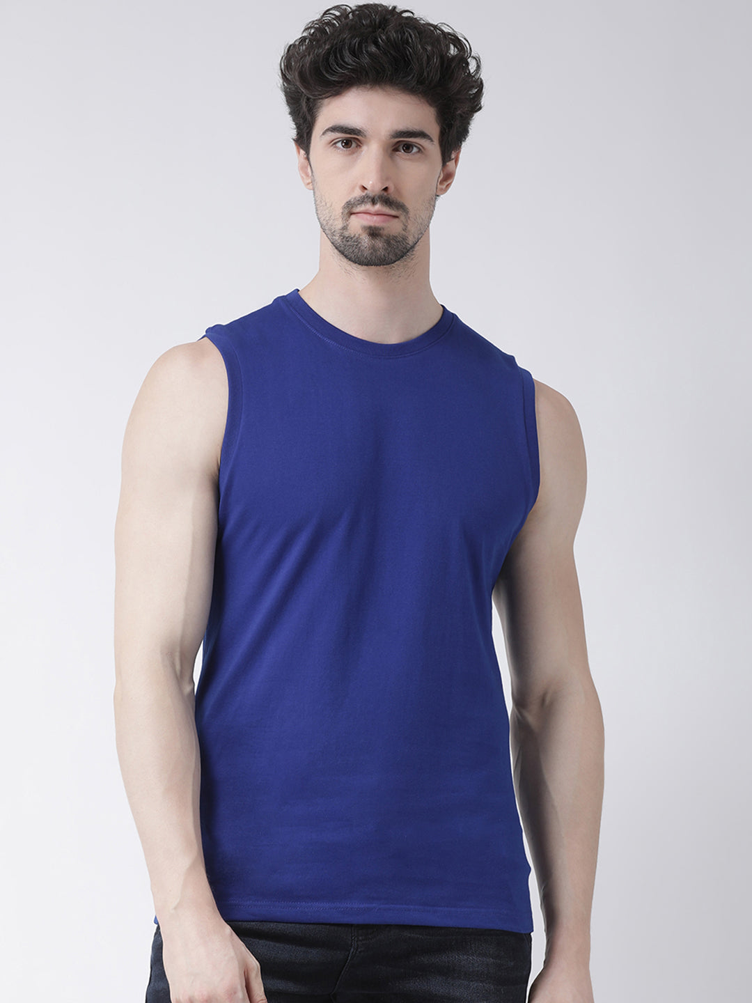 Friskers Solid Men Round Neck Sleeveless T-Shirt - Friskers