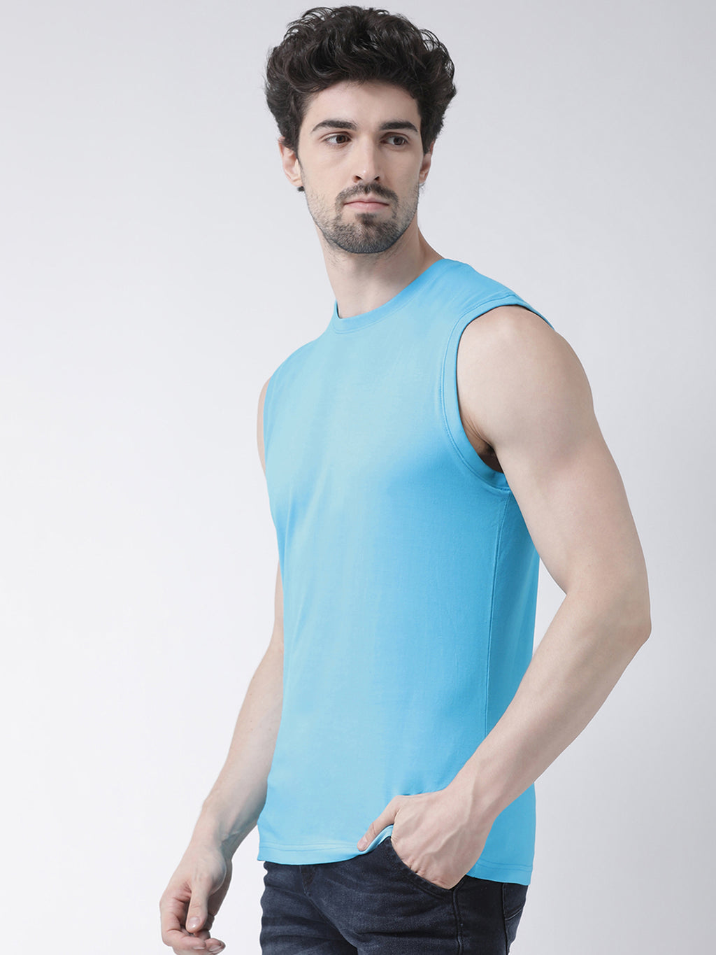 Friskers Solid Men Round Neck Sleeveless T-Shirt - Friskers
