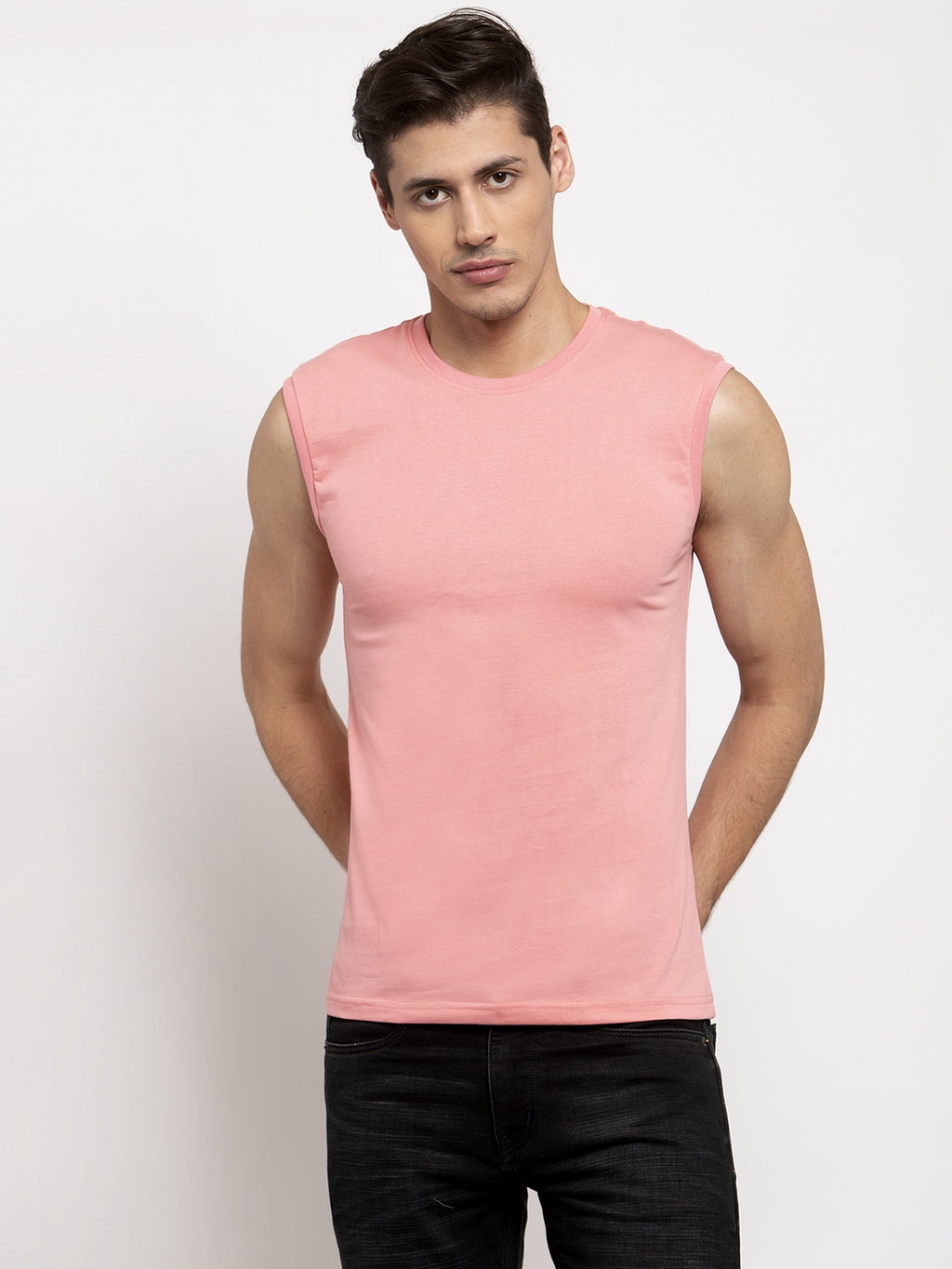 Friskers Solid Men Round Neck Sleeveless T-Shirt - Friskers