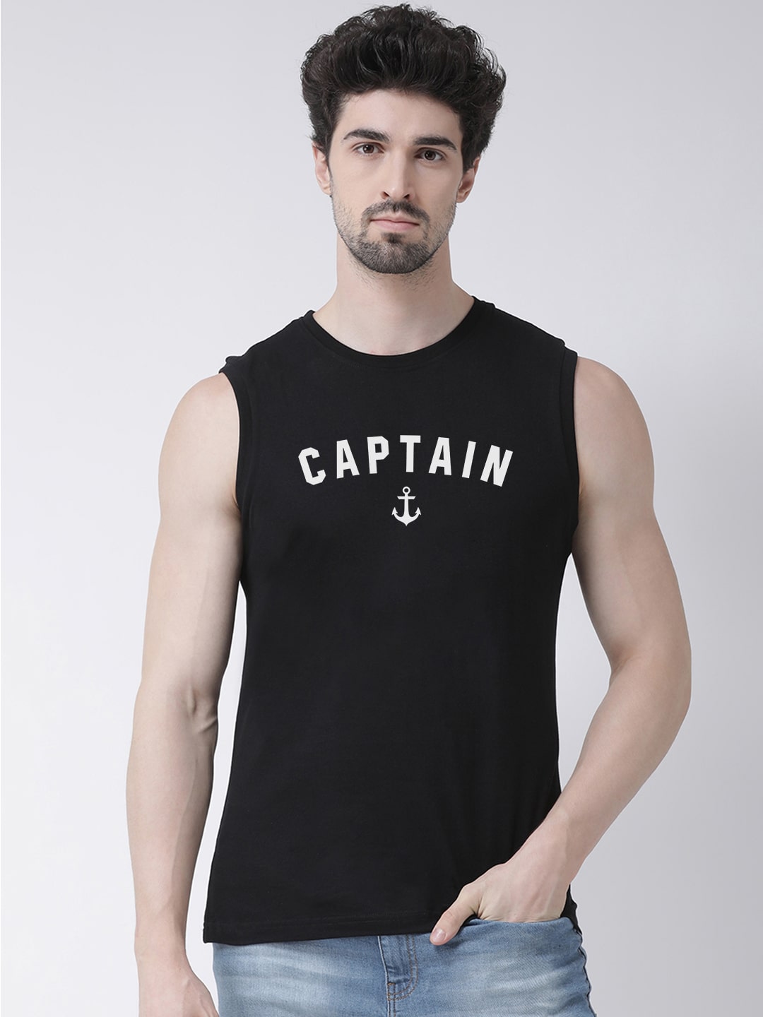 Men Captain Printed Cotton Gym Vest - Friskers