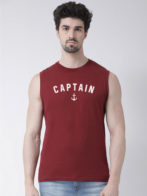 Men Captain Printed Cotton Gym Vest