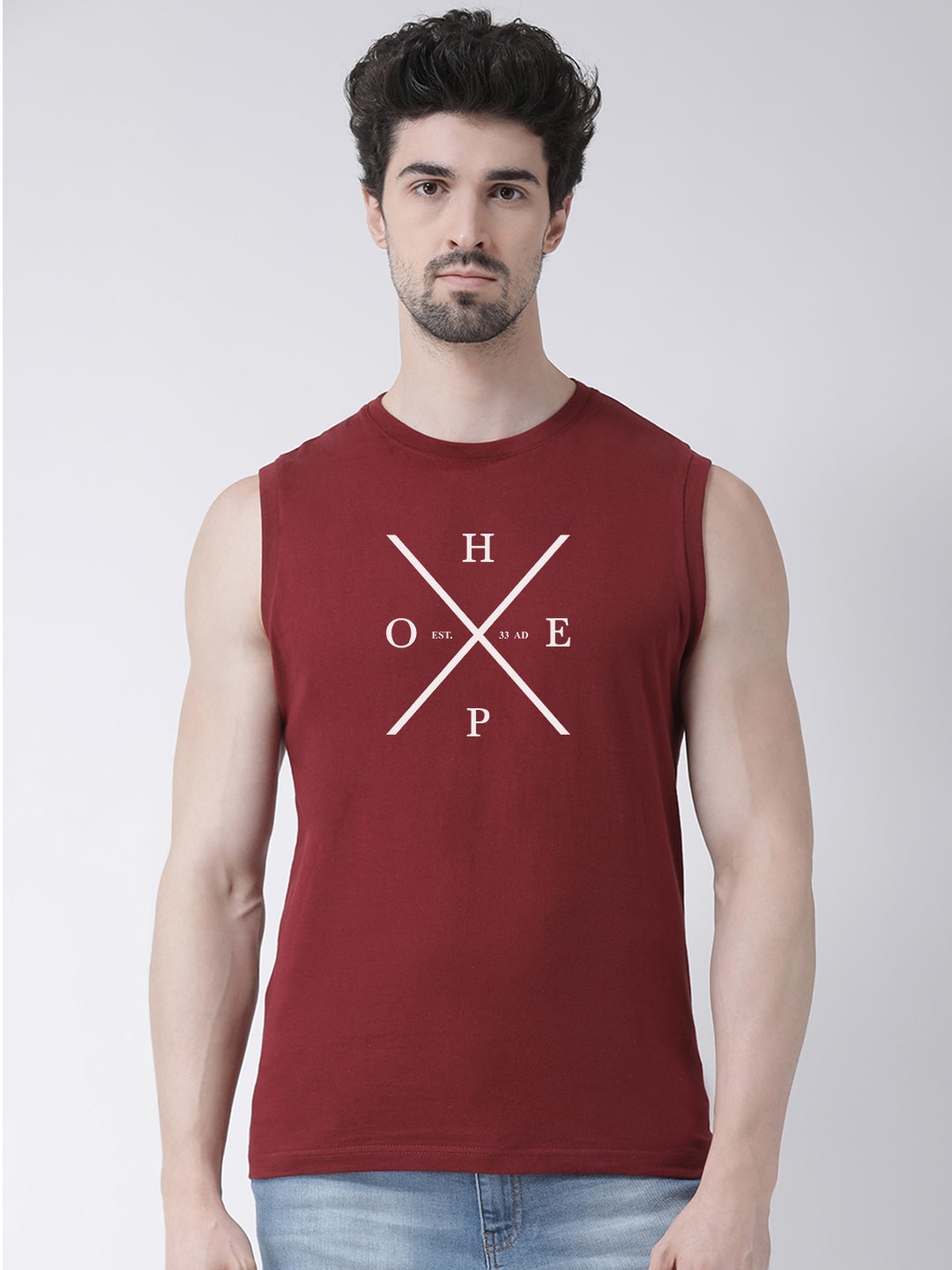 Men Hope Printed Cotton Gym Vest - Friskers