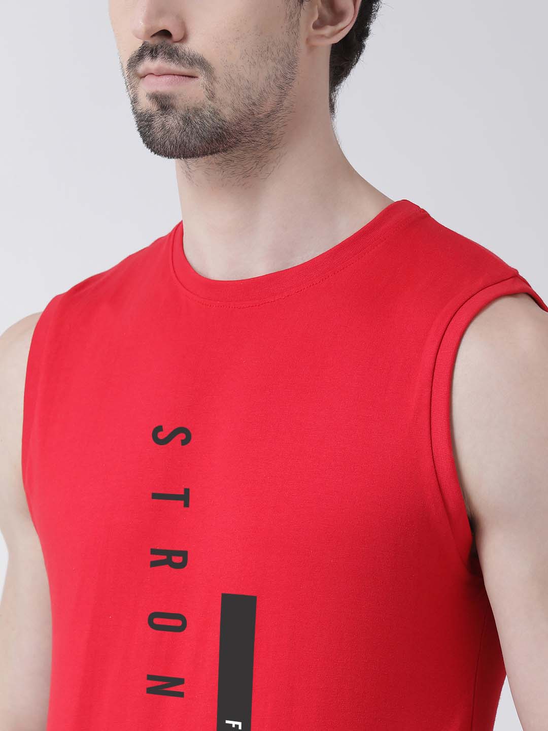 Men Strong Printed Cotton Gym Vest - Friskers