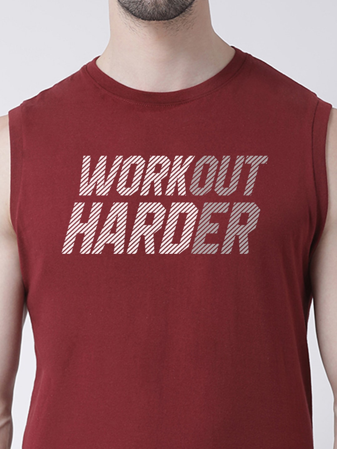 Men Workout Harder Printed Cotton Gym Vest - Friskers