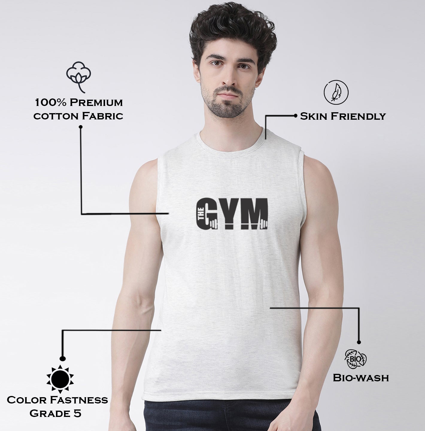 Men Gym Printed Cotton Gym Vest - Friskers