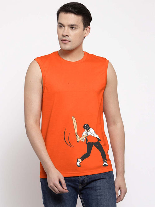 Men Cricketer Printed Cotton Gym Vest