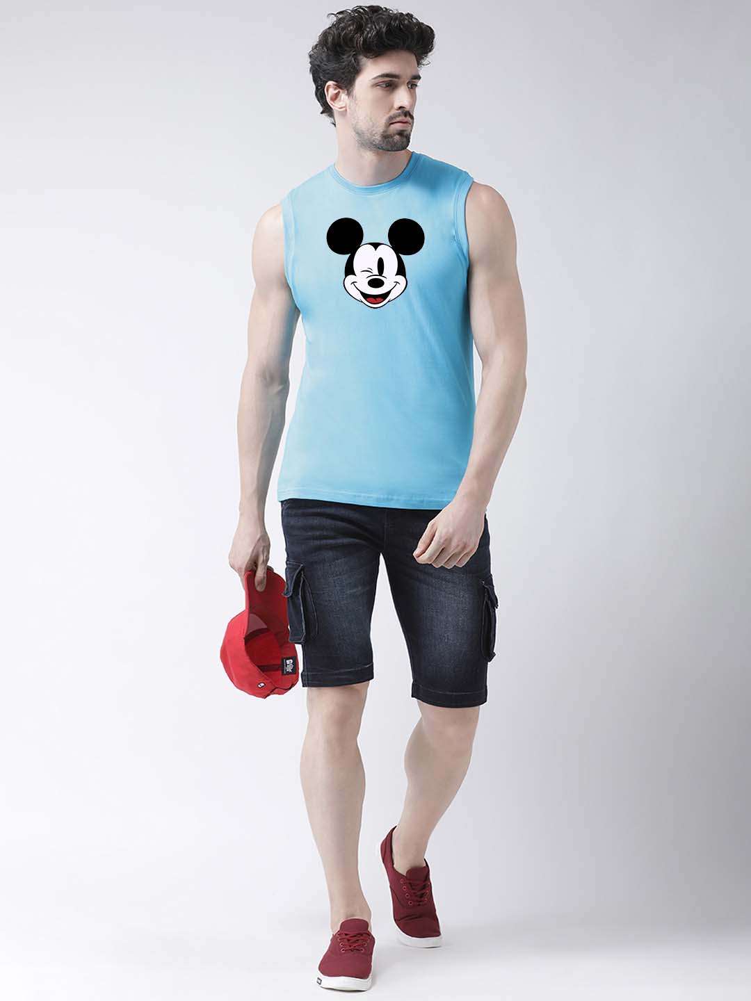 Men Mickey Mouse Printed Cotton Gym Vest - Friskers