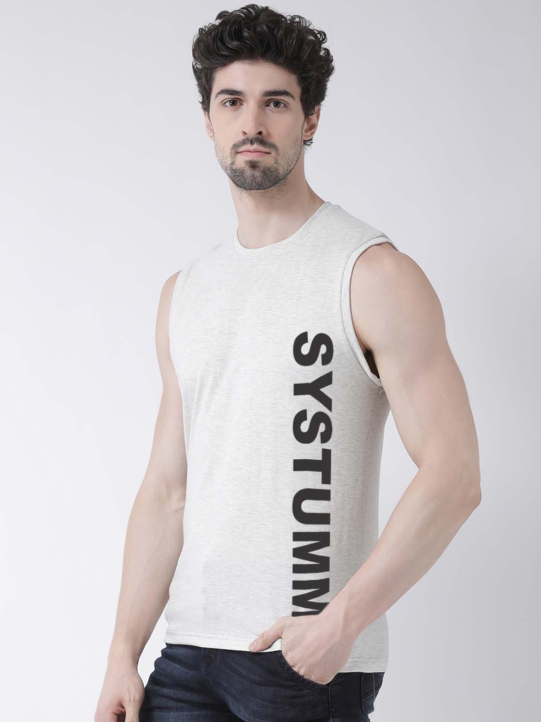 Men System Printed Cotton Gym Vest - Friskers