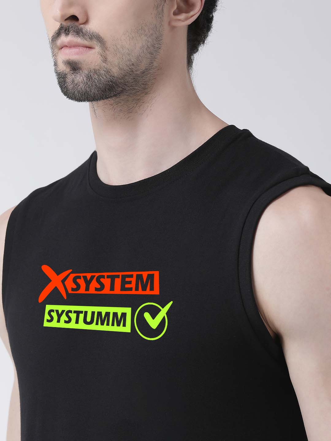 Men Systumm Printed Cotton Gym Vest - Friskers