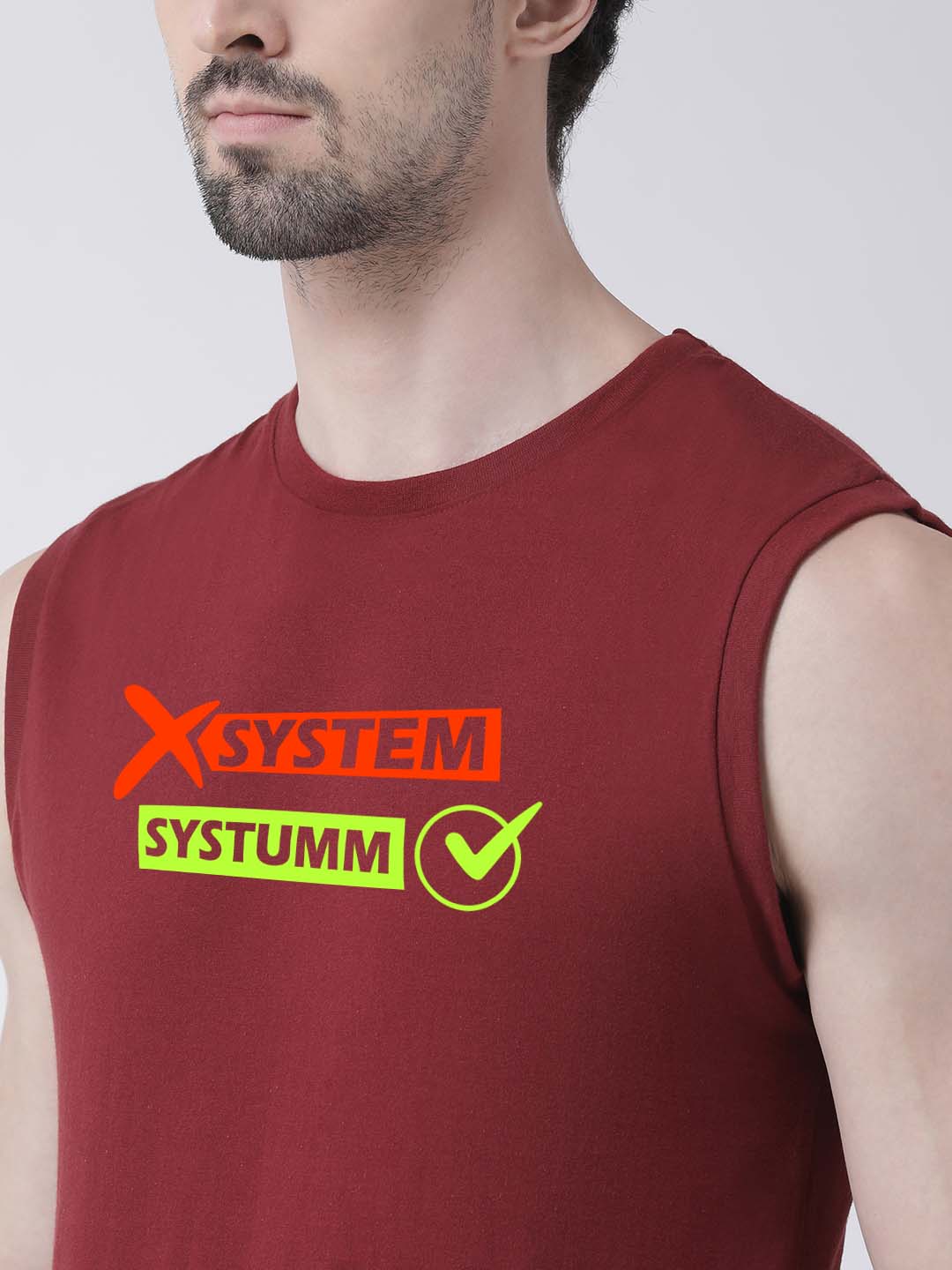 Men Systumm Printed Cotton Gym Vest - Friskers