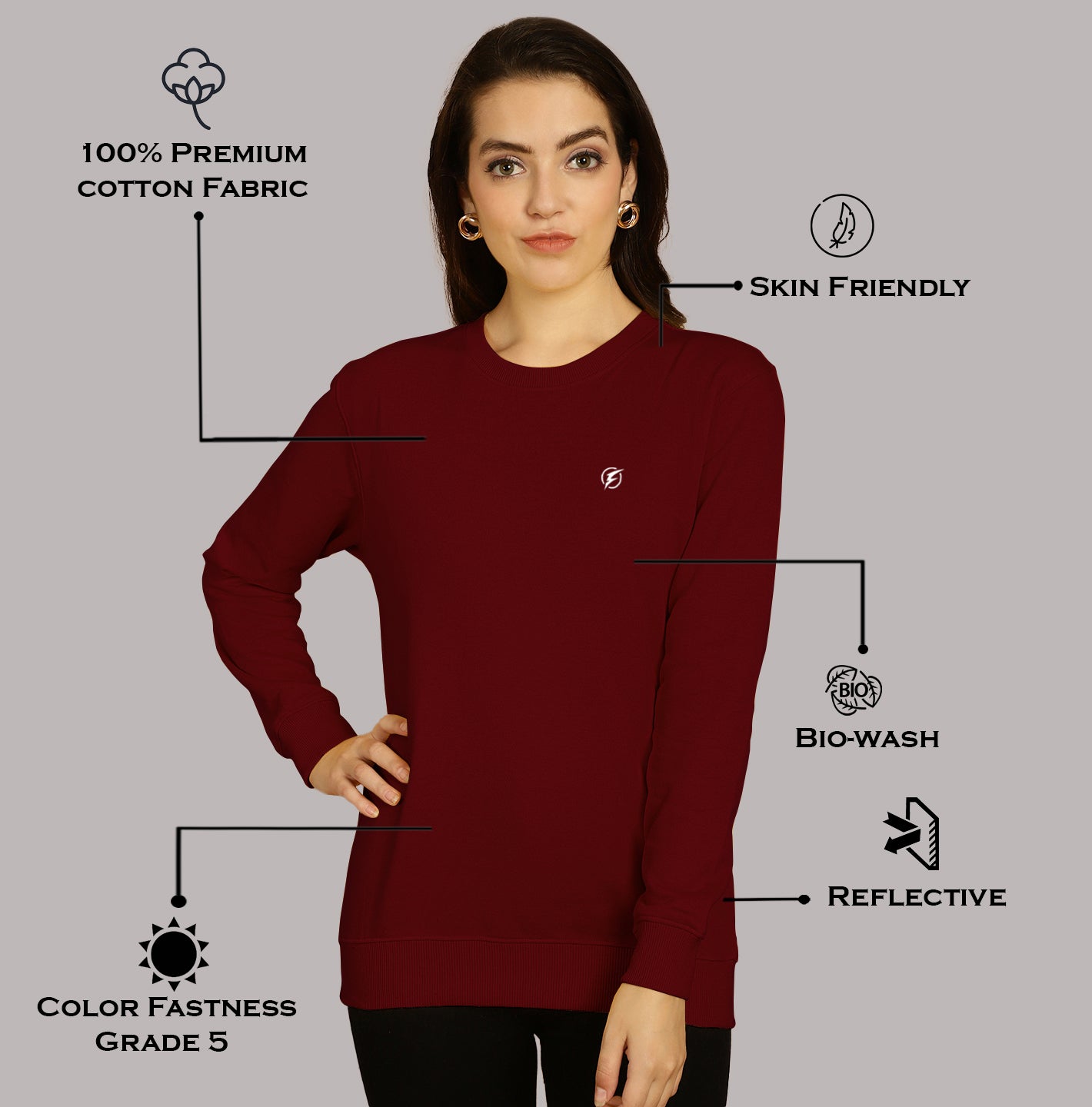 Women Full Sleeves Round Neck T-Shirt - Friskers