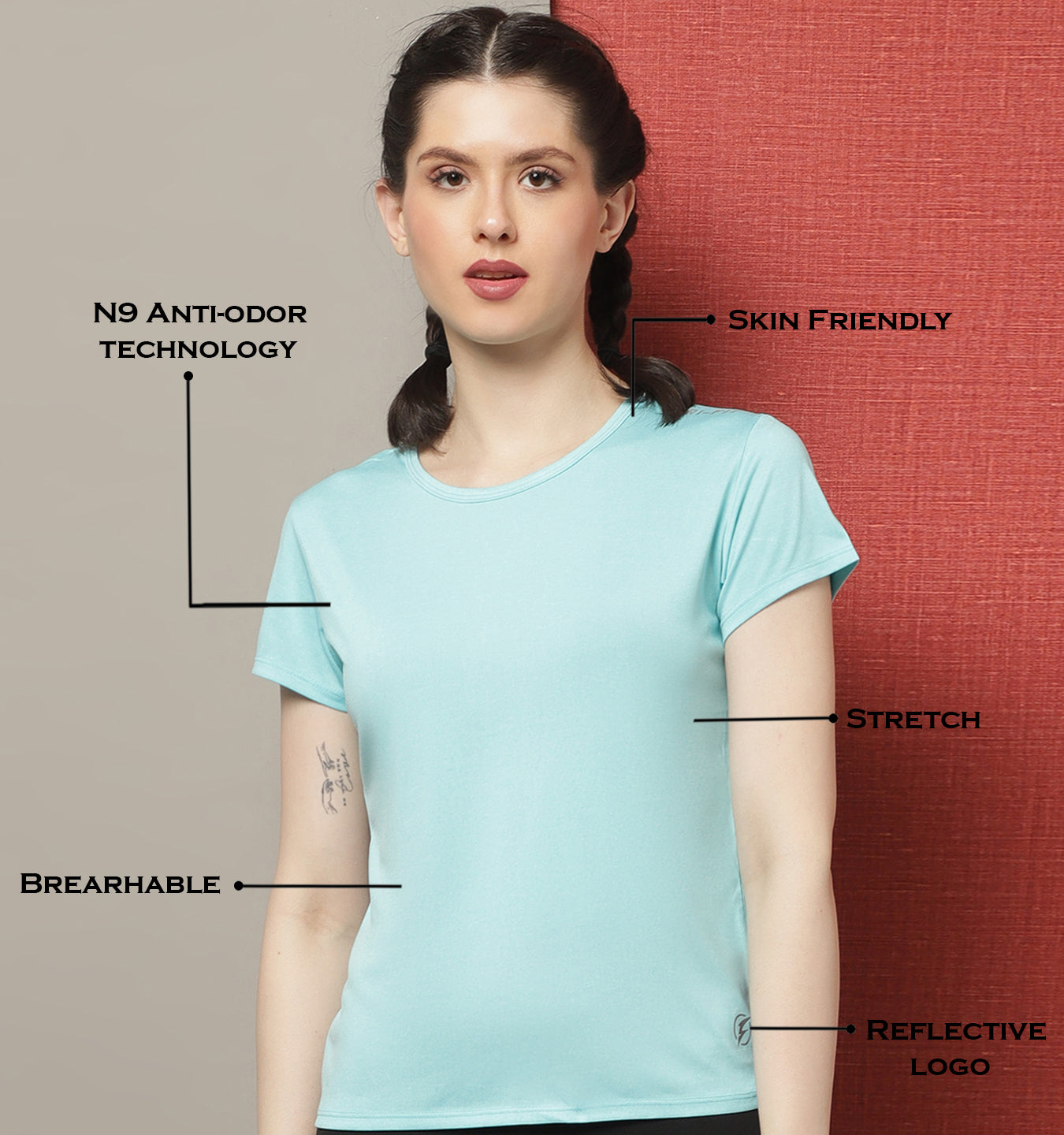 Women Round Neck Short Sleeves Slim Fit Running T-shirt - Friskers