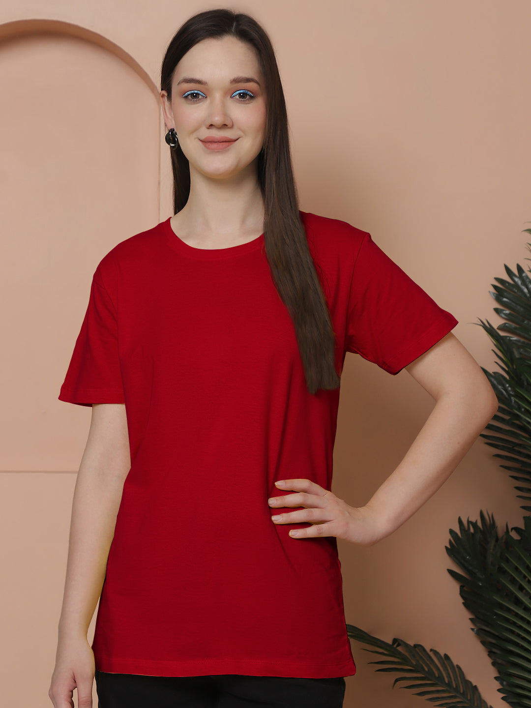 Friskers Pack Of 2 Red Combination Round Neck Half Sleeves Long T-Shirt