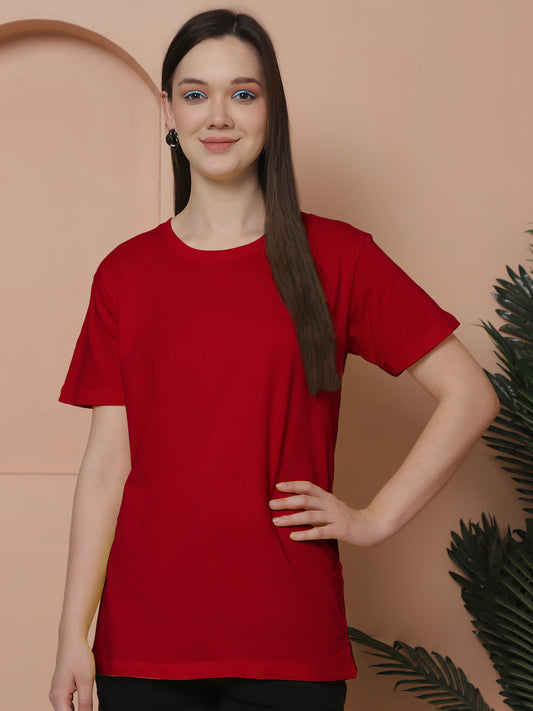 Friskers Pack Of 2 Red Combination Round Neck Half Sleeves Long T-Shirt