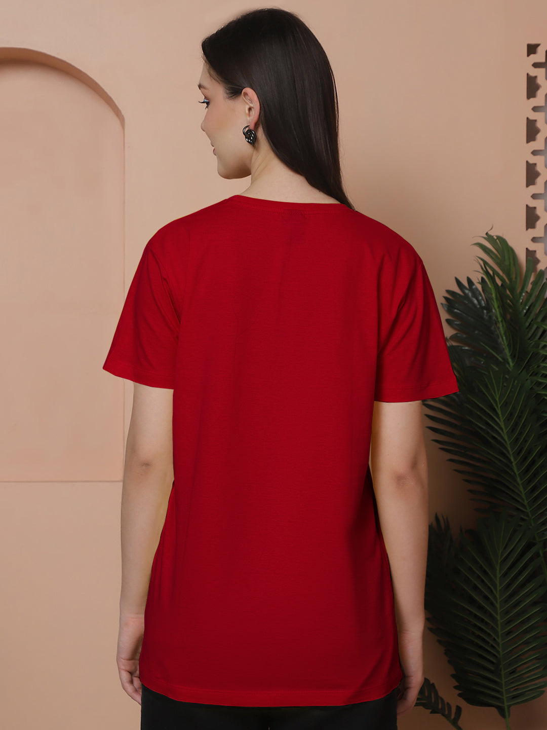 Friskers Pack Of 2 Red Combination Round Neck Half Sleeves Long T-Shirt
