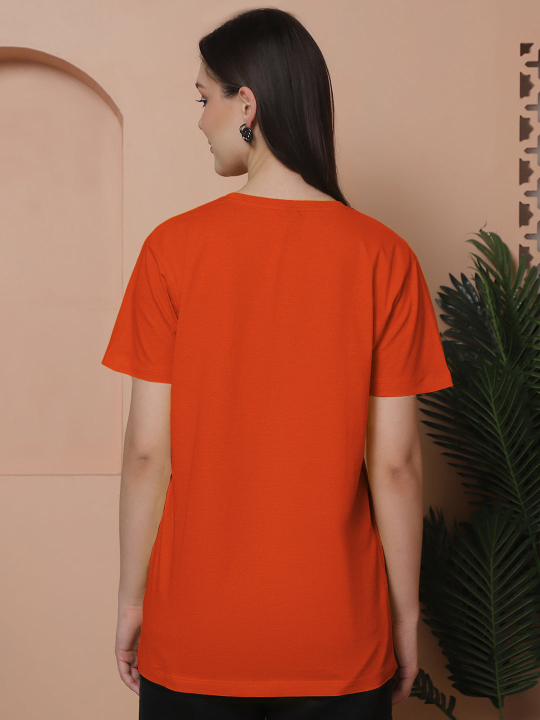 Friskers Pack Of 2 Orange Combination Round Neck Half Sleeves Long T-Shirt