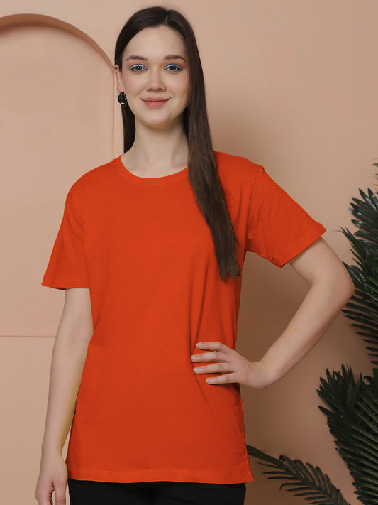 Friskers Pack Of 2 Orange Combination Round Neck Half Sleeves Long T-Shirt