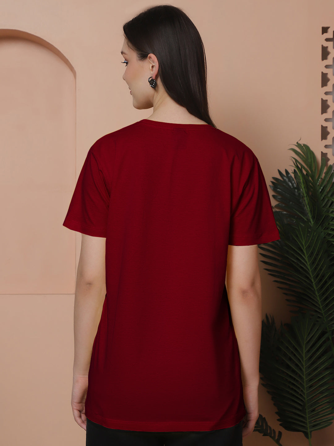 Friskers Pack Of 2 Maroon Combination Round Neck Half Sleeves Long T-Shirt