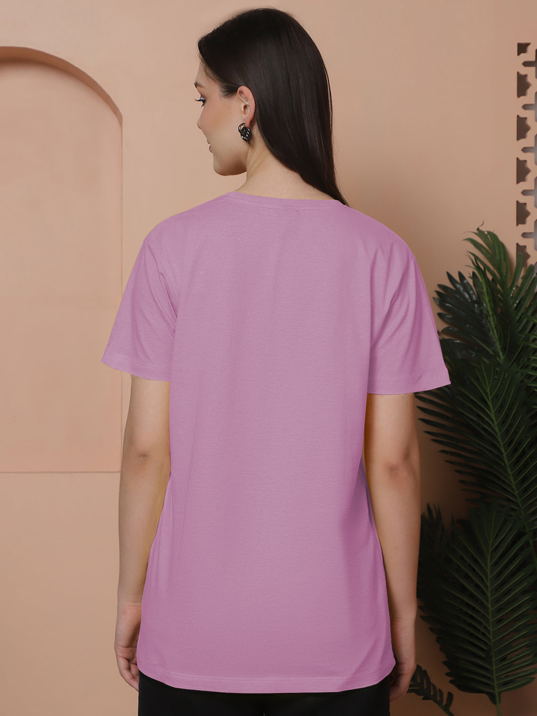 Friskers Pack Of 2 Purple Combination Round Neck Half Sleeves Long T-Shirt