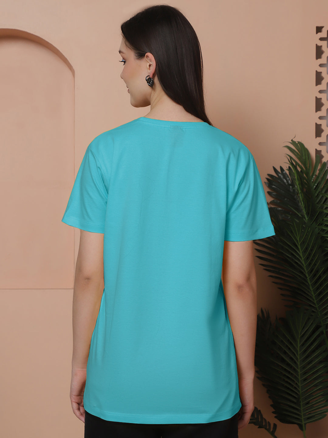 Friskers Pack Of 2 Turquoise Combination Round Neck Half Sleeves Long T-Shirt