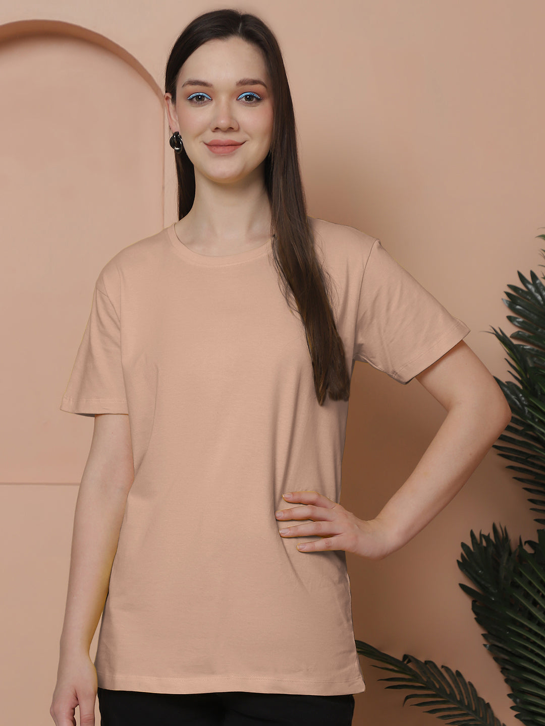 Friskers Pack Of 2 Mustard Combination Round Neck Half Sleeves Long T-Shirt