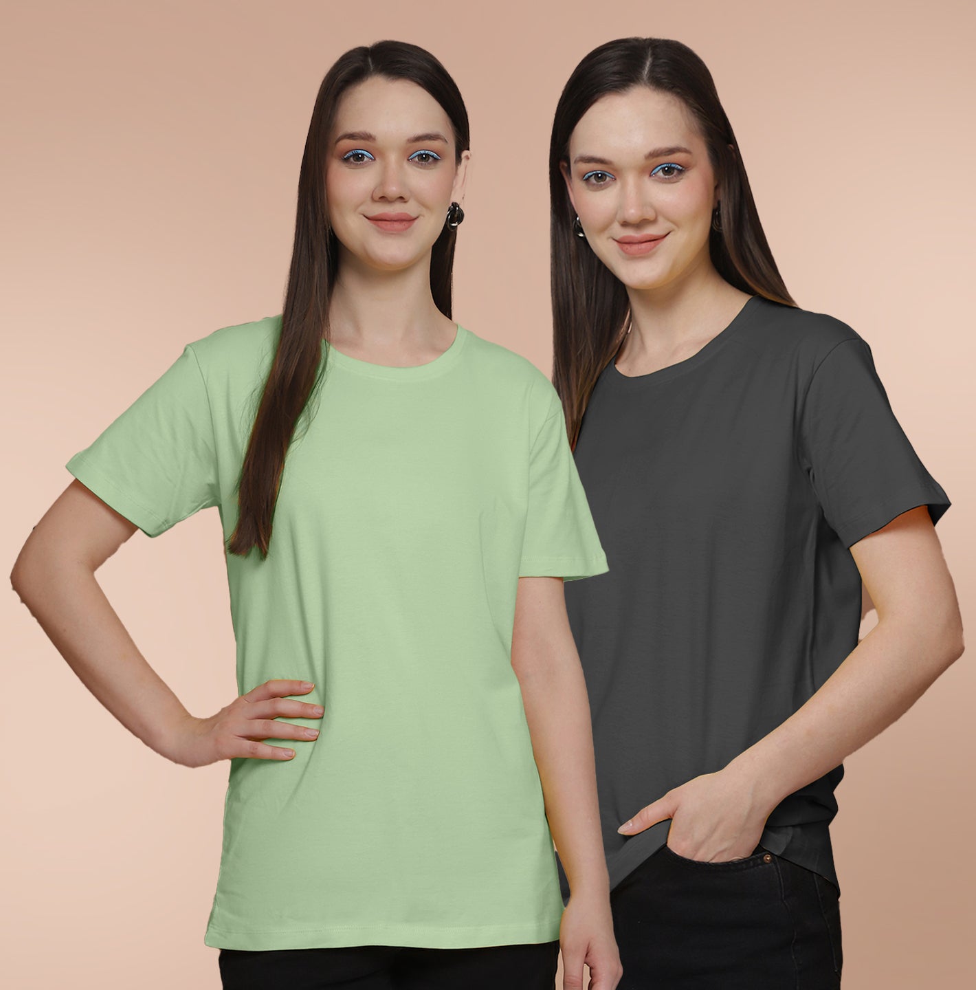 Friskers Pack Of 2 Pista Combination Round Neck Half Sleeves Long T-Shirt