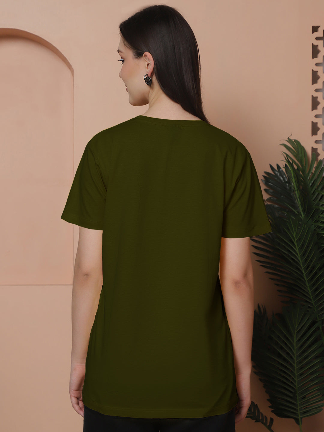 Friskers Pack Of 2 Olive Green Combination Round Neck Half Sleeves Long T-Shirt