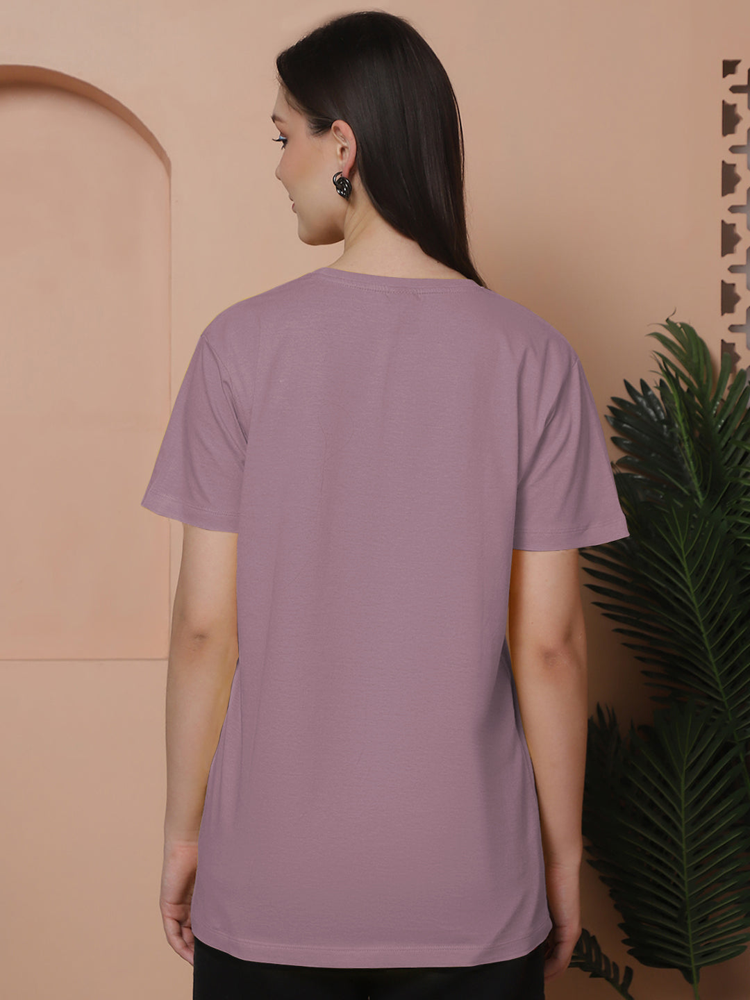 Friskers Pack Of 2 Dark Purple Combination Round Neck Half Sleeves Long T-Shirt