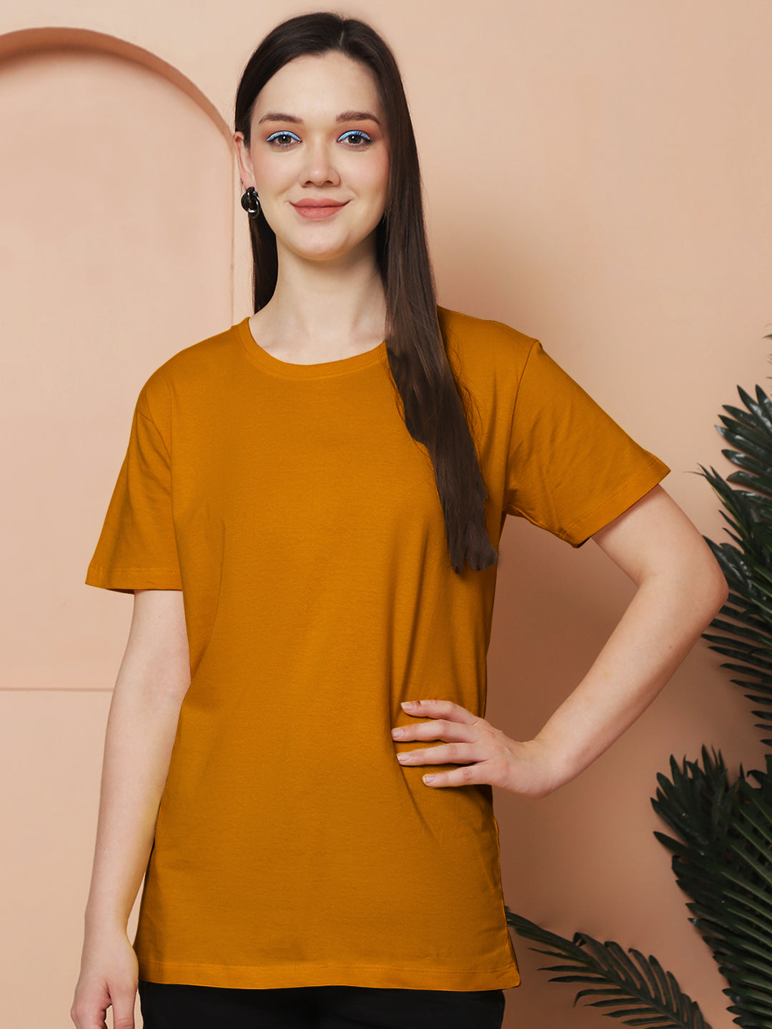 Friskers Pack Of 2 Light Turquoise Combination Round Neck Half Sleeves Long T-Shirt