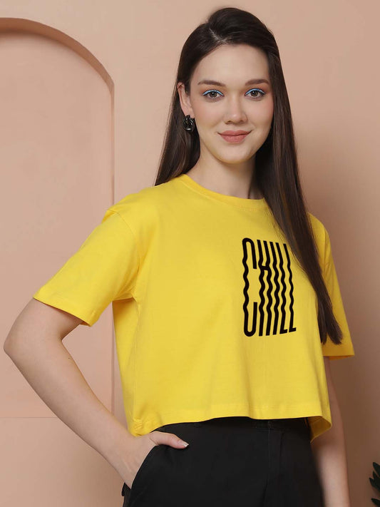 Friskers Women Chill Printed Oversized Cotton Tshirt