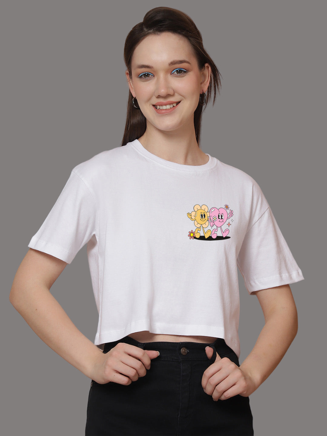 Friskers Women Focus On The Good Printed Oversized Cotton Tshirt