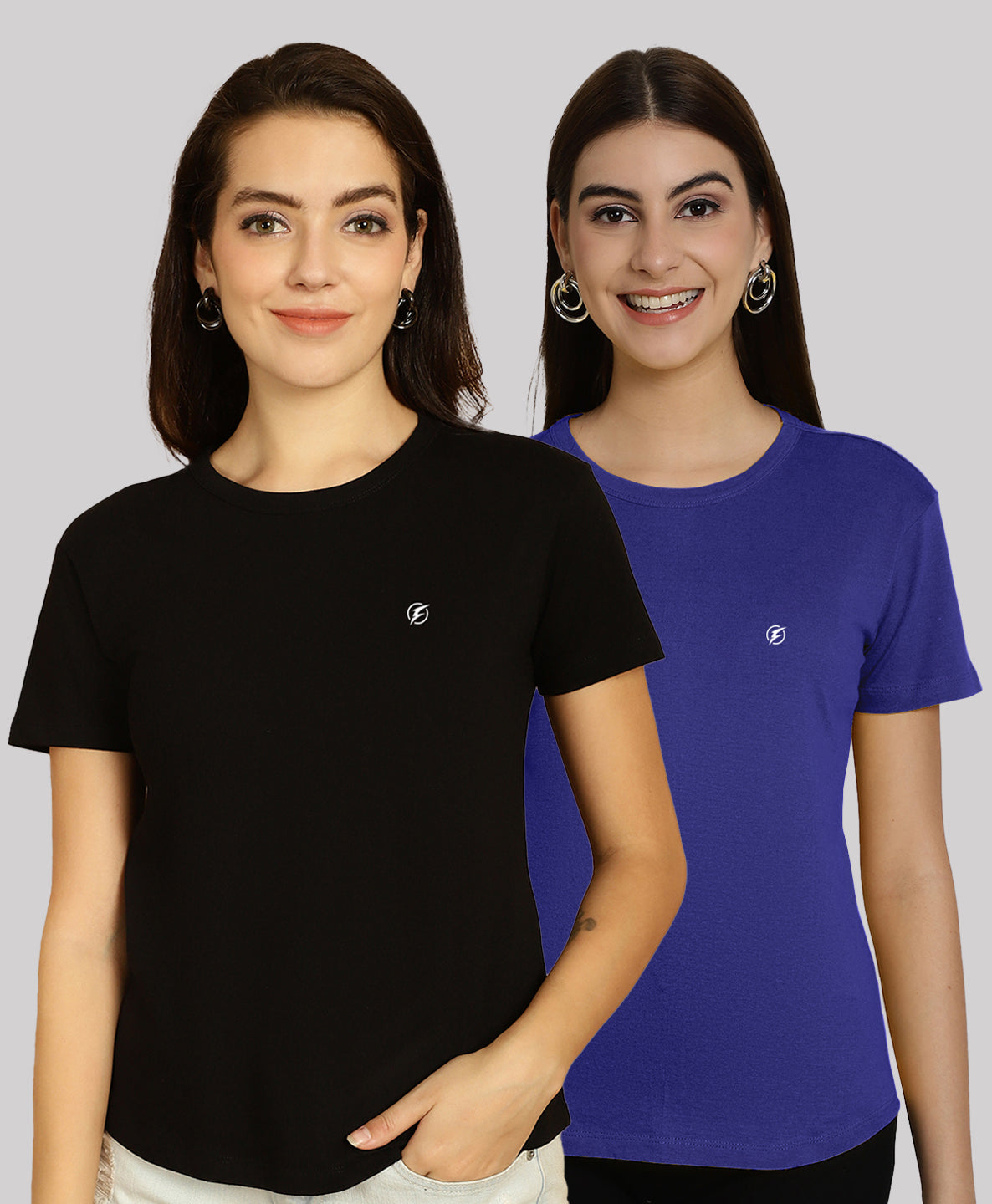 Friskers Pack Of 2 Solid Round Neck Half Sleeves T-Shirt - Friskers