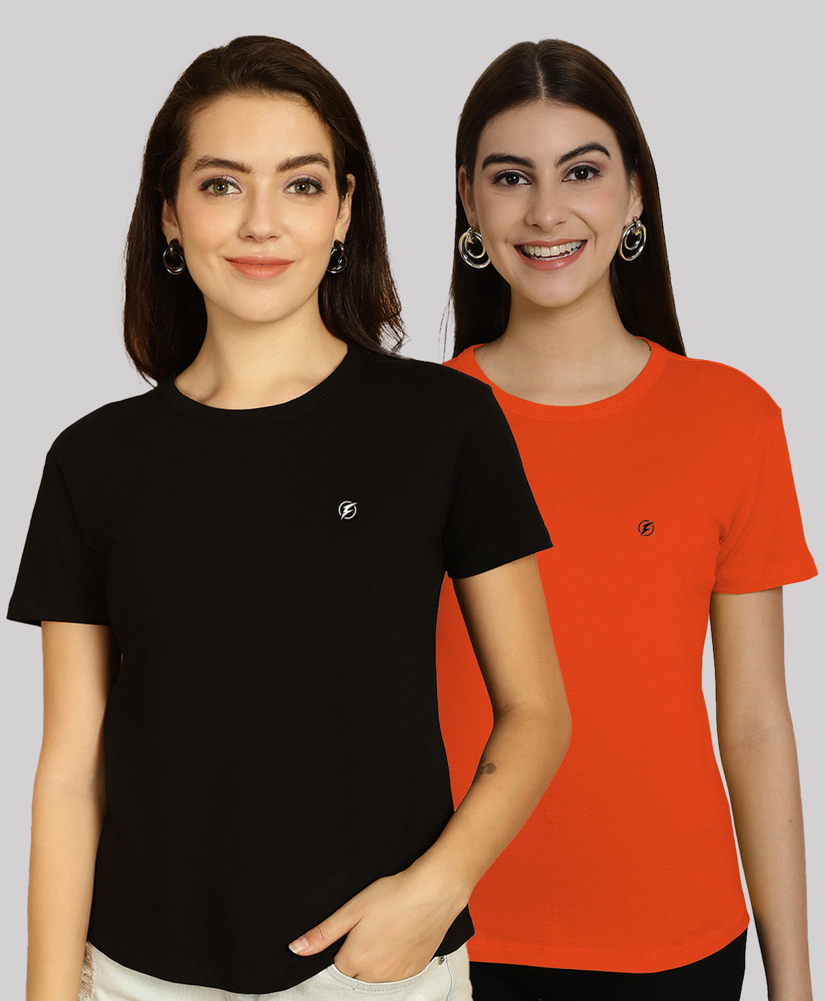 Friskers Pack Of 2 Solid Round Neck Half Sleeves T-Shirt - Friskers