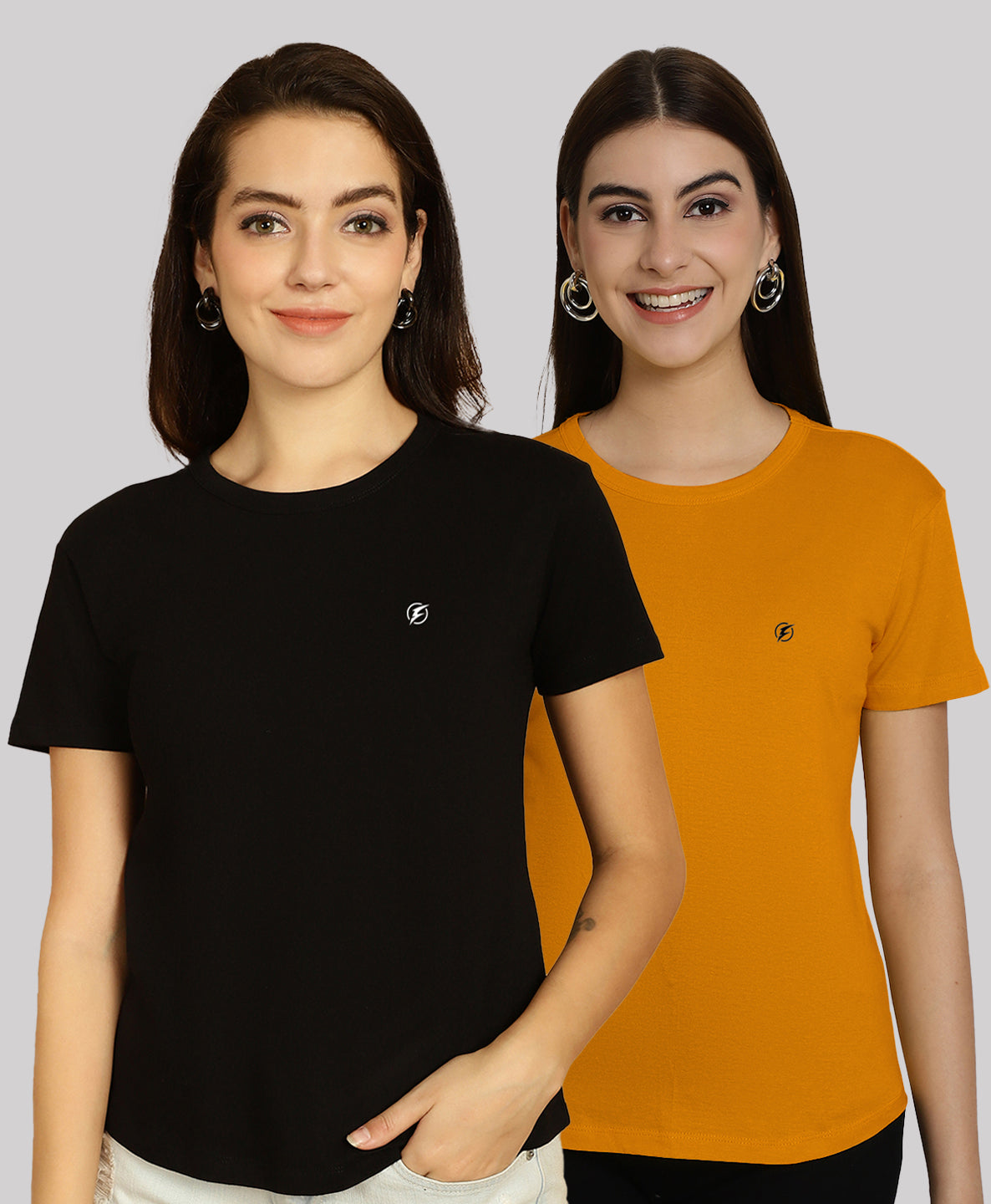 Friskers Pack Of 2 Solid Round Neck Half Sleeves T-Shirt - Friskers