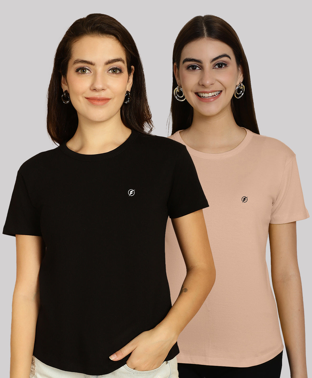 Friskers Pack Of 2 Solid Round Neck Half Sleeves T-Shirt - Friskers