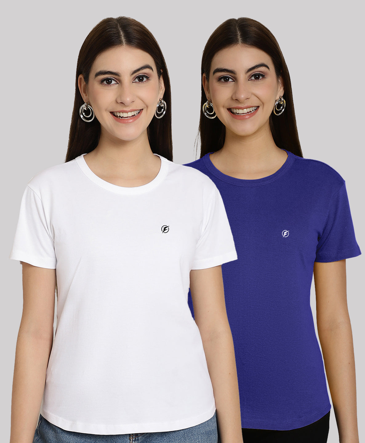 Friskers Pack Of 2 Solid Round Neck Half Sleeves T-Shirt - Friskers