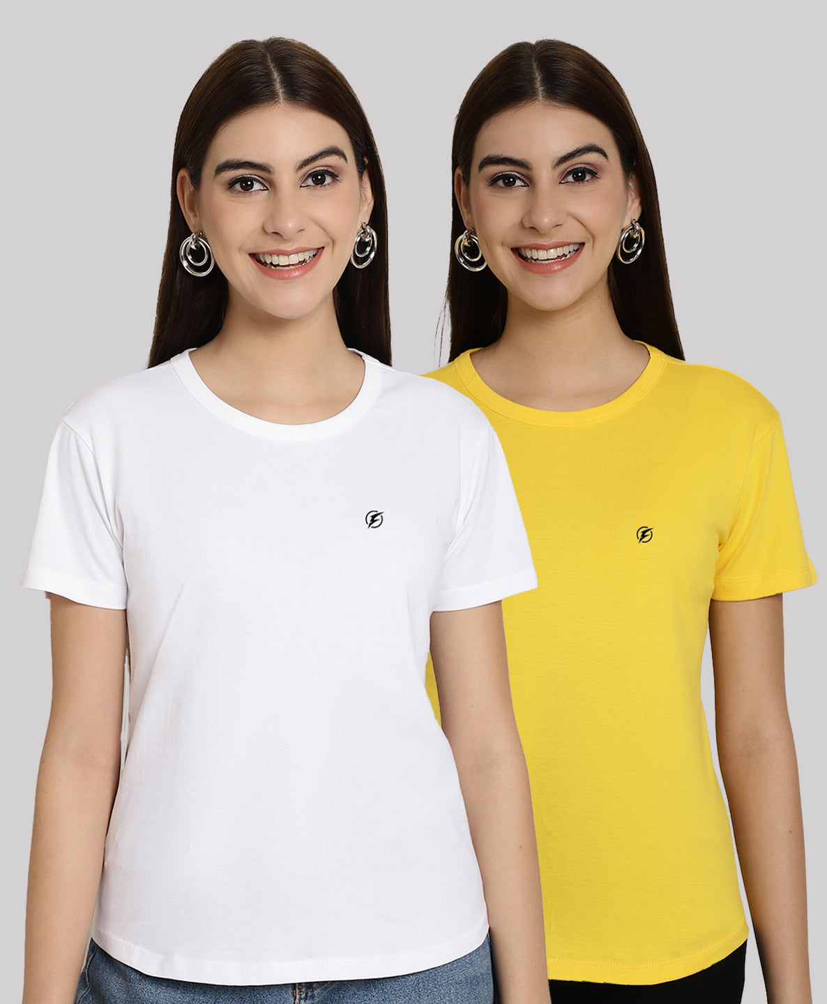 Friskers Pack Of 2 Solid Round Neck Half Sleeves T-Shirt - Friskers