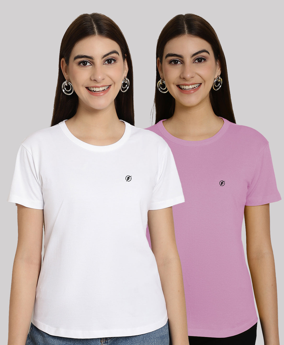 Friskers Pack Of 2 Solid Round Neck Half Sleeves T-Shirt - Friskers