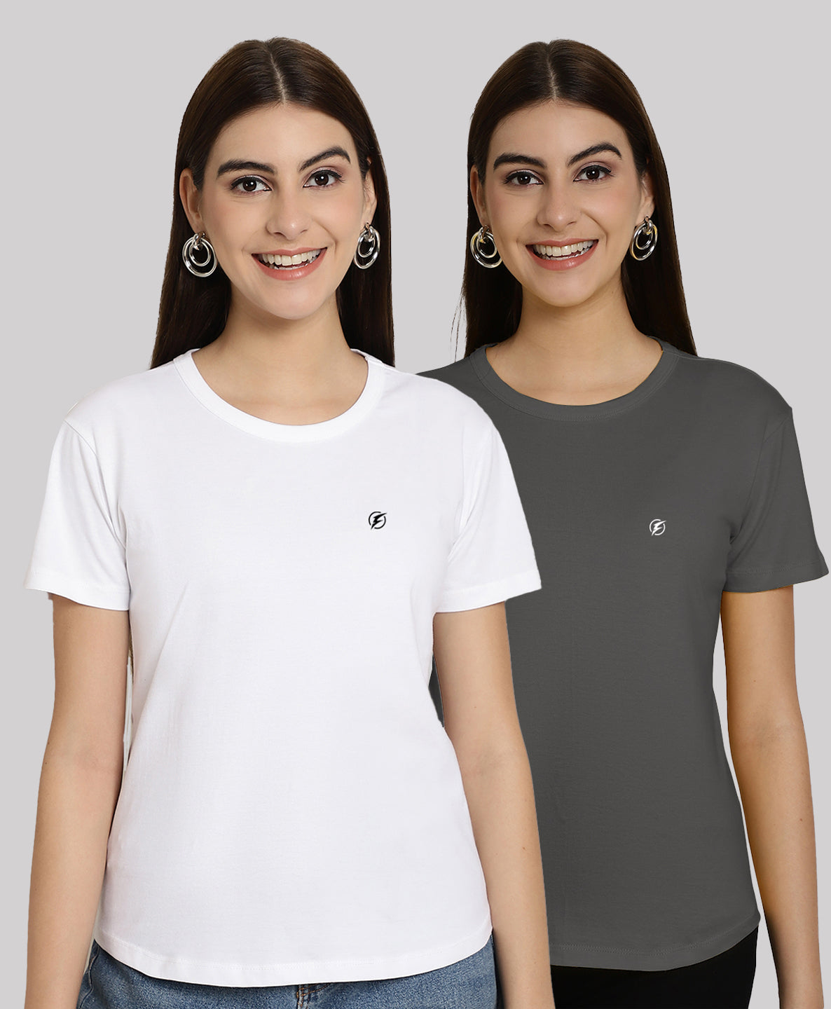 Friskers Pack Of 2 Solid Round Neck Half Sleeves T-Shirt - Friskers