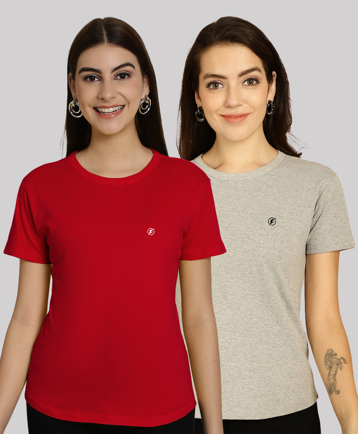 Friskers Pack Of 2 Solid Round Neck Half Sleeves T-Shirt - Friskers