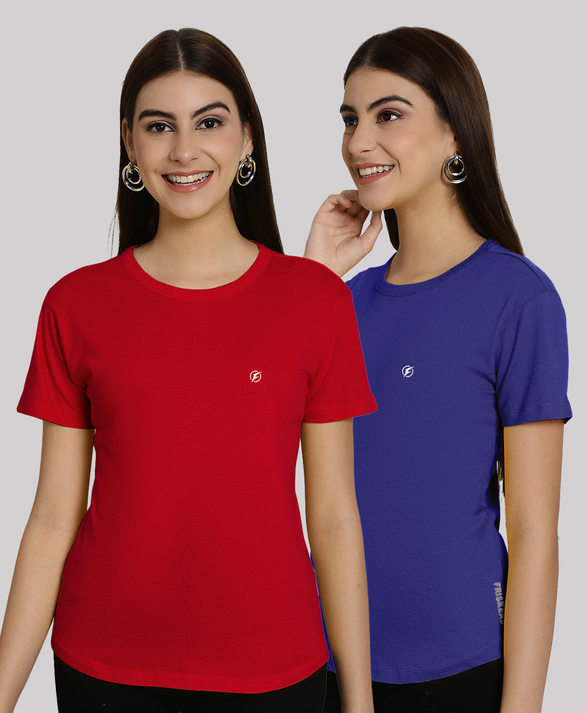 Friskers Pack Of 2 Solid Round Neck Half Sleeves T-Shirt - Friskers