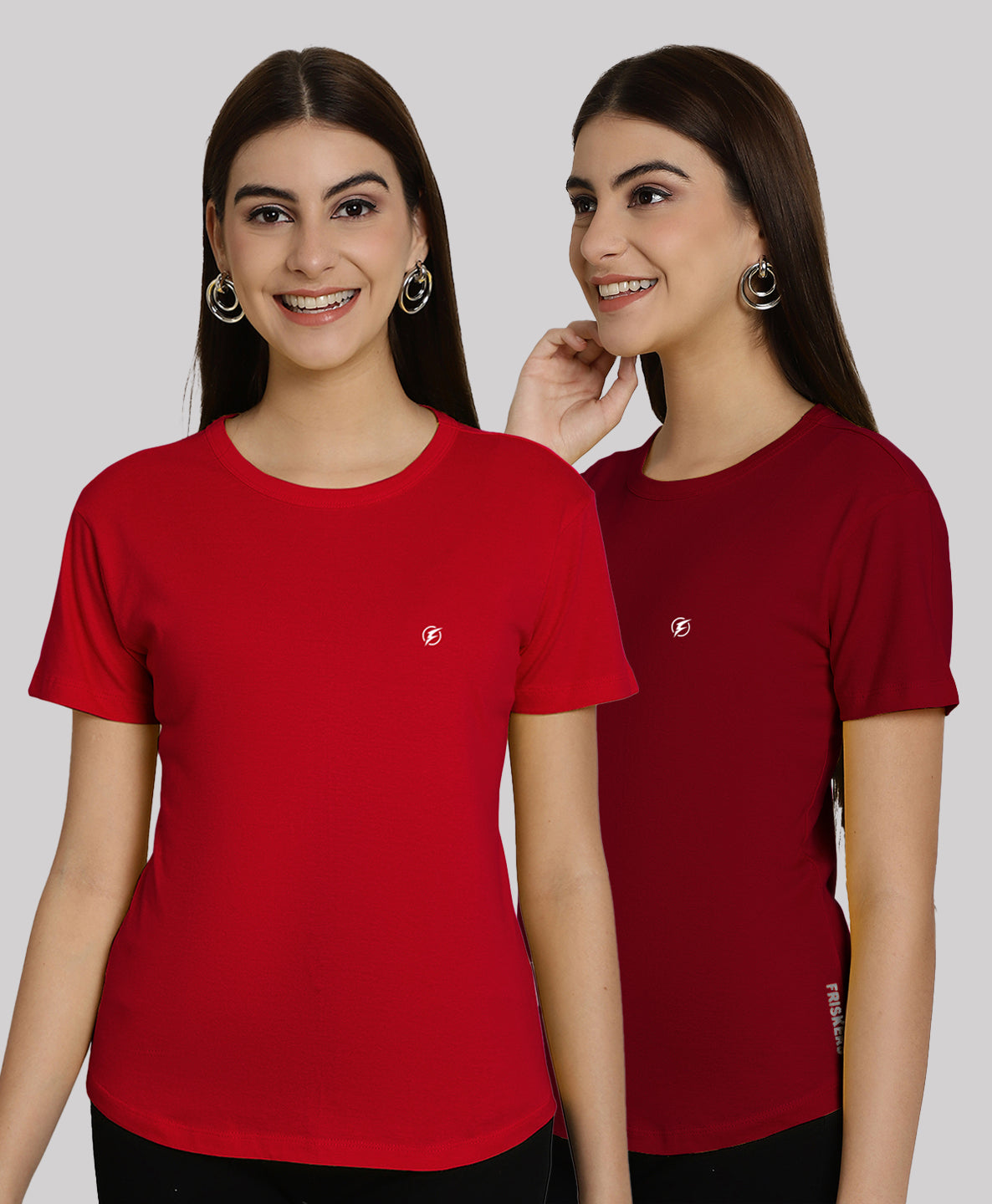 Friskers Pack Of 2 Solid Round Neck Half Sleeves T-Shirt - Friskers