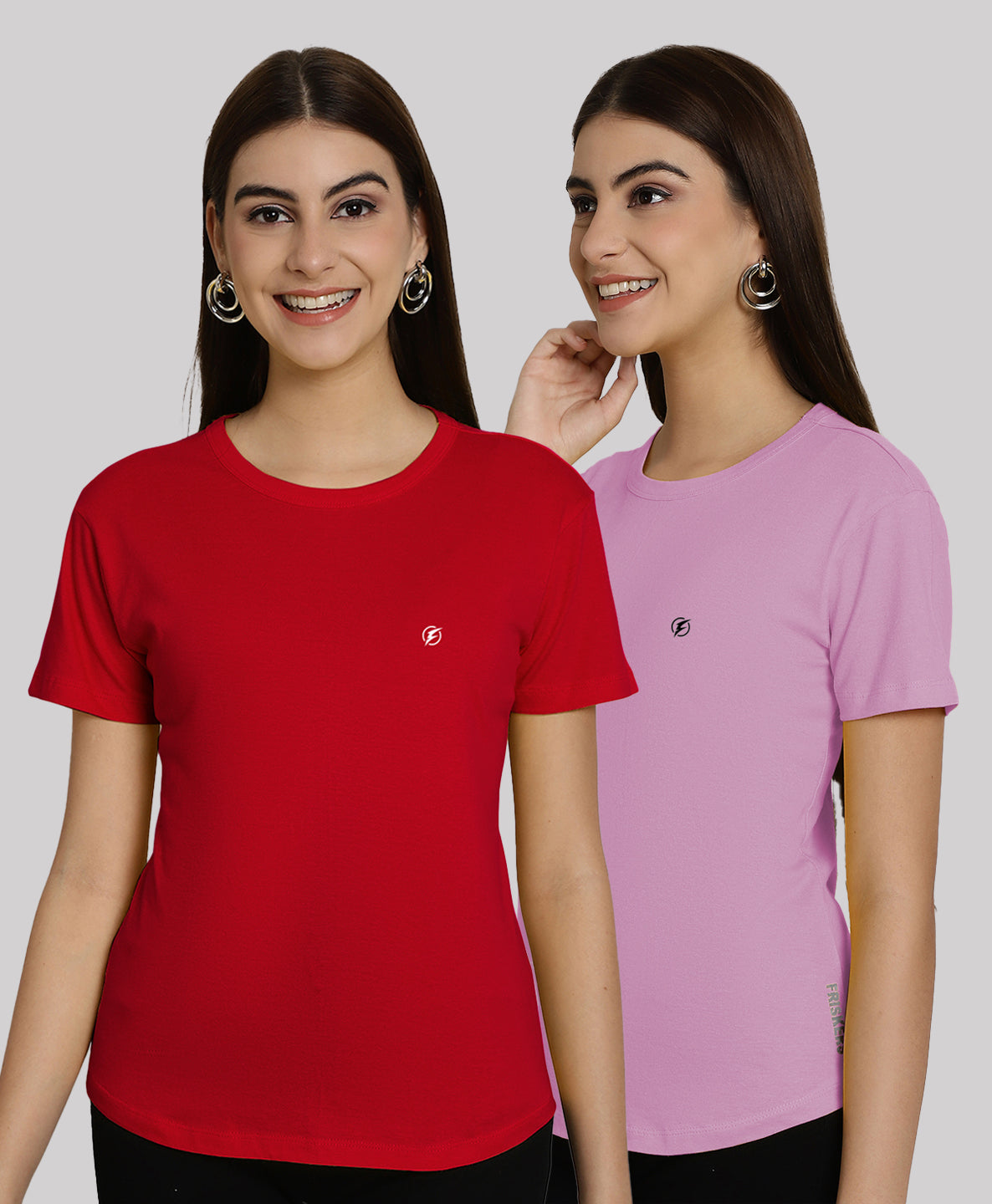 Friskers Pack Of 2 Solid Round Neck Half Sleeves T-Shirt - Friskers