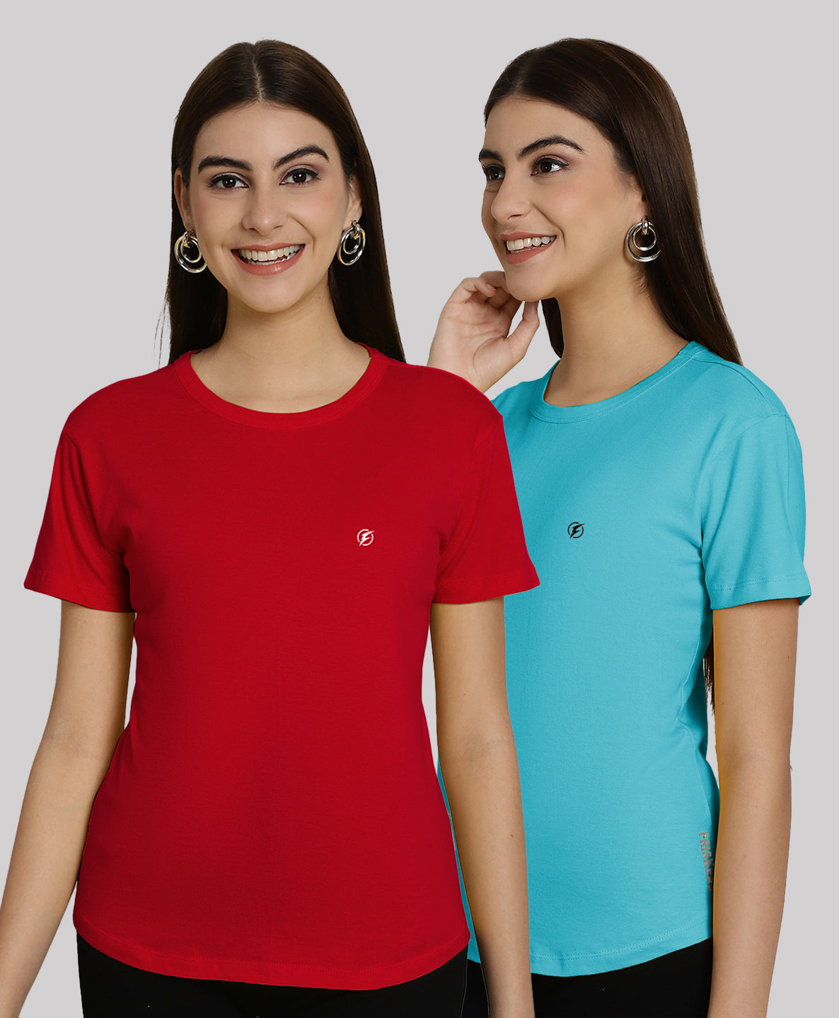 Friskers Pack Of 2 Solid Round Neck Half Sleeves T-Shirt - Friskers