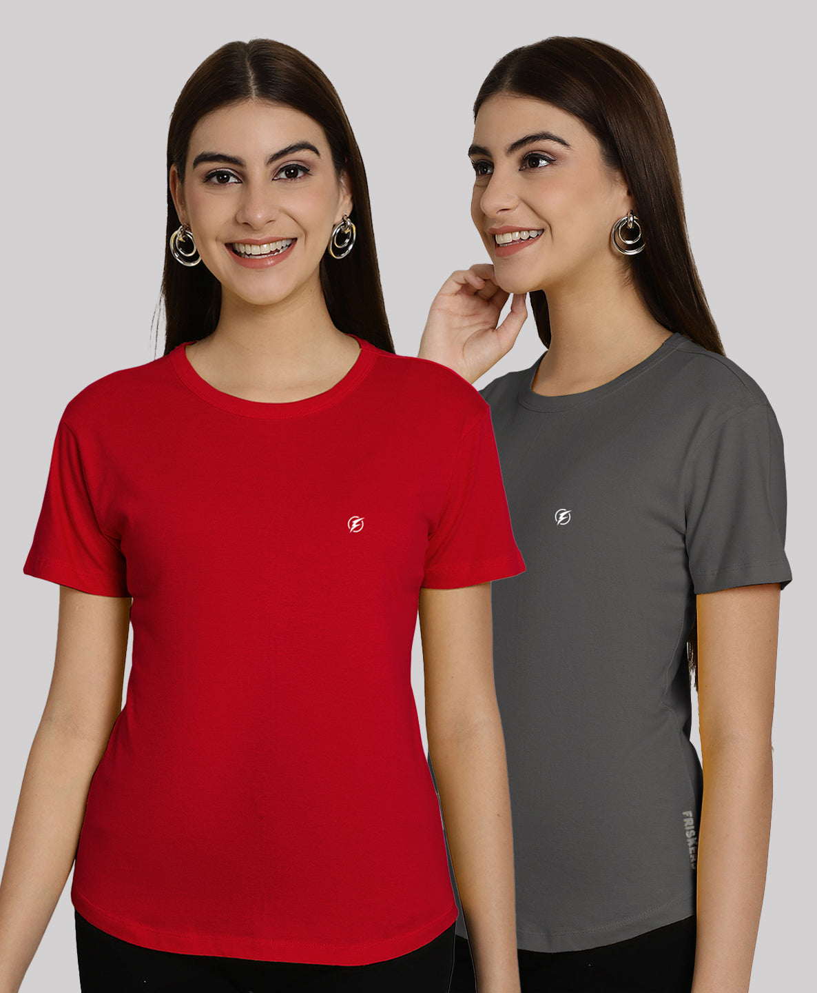 Friskers Pack Of 2 Solid Round Neck Half Sleeves T-Shirt - Friskers